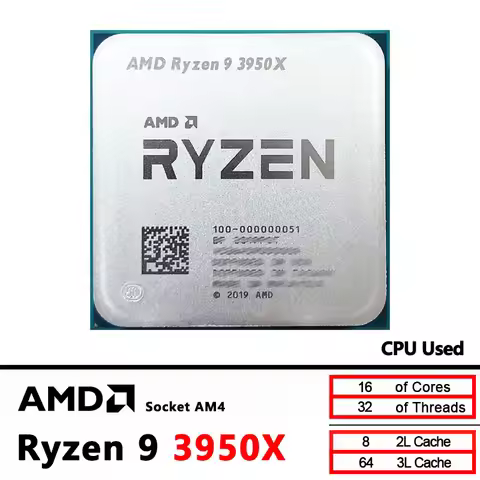 AMD Ryzen 9 3950X R9 3950X 3.5 GHz 16-Core 32-Thread CPU Processor 7NM L3=64M 100-000000051 Socket A