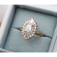 1ct Emerald cut moissanite diamond ring rose gold plated