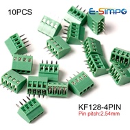 10PCS 2.54mm Pitch KF128-4P PCB Universal Screw Terminal Block Splice Terminal for 18-26AWG Cable Mi