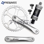 Prowheel 1×7/8/9 Speed Bike Crankset 46T 170mm Single Chainring Square Taper Matte Silver
