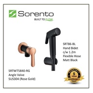 Sorento SRTWT5840-RG Angle Valve Rose Gold + Matt Black + SRT86-BL Hand Bidet c/w 1.2m Flexible Hose