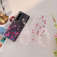 GANTUNGAN HP Flower Case Series Pink Sakura Blossom Flowers Cute UniquePretty With Chain Hanger Char