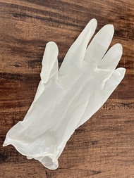 ถุงมือ PFS Glove ถุงมือยาง สีขาว หนา 5g มีแป้ง 100 ชิ้น/กล่อง  พร้อมส่ง
