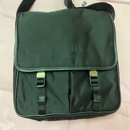 prada 雙釦帶尼龍郵差包