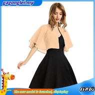 Women Elegant Pure Color Chiffon Shawl Cape Ruffle 2-Layer Chiffon Wraps Bolero Dress Accessory for 