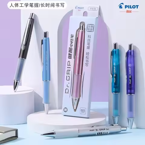 New PILOT Dr.Grip Gel Pen Double Layer Soft Rubber Low Center of Gravity Smooth Writing 0.5mm Black 