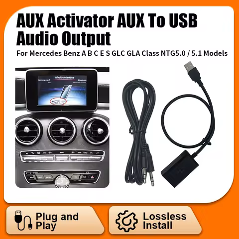 Aux to USB Adapter for 7 inch Mercedes Benz NTG 5.0 5.1 AUX Retrofit Cable for W204 W207 W212 W218 X