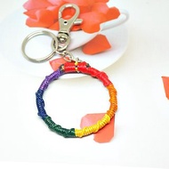 手編蠶絲蠟線鑰匙圈+包包掛件 -共擁彩紅- #彩虹色限定款