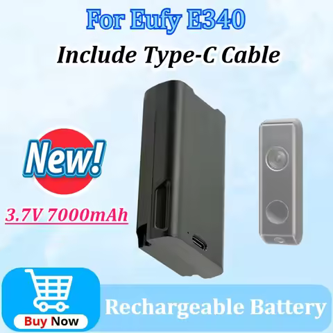 E340 3.7V 7000mAh 29.5Wh Rechargeable Video LDoorbell Battery USB-C Charge for Eufy Video Doorbell (