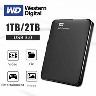 ฮาร์ดไดรฟ์ Western Digital ดั้งเดิม 1TB 2TB ฮาร์ดดิสก์พกพาความเร็วสูง USB3.0 WD HDD WD Elements Por