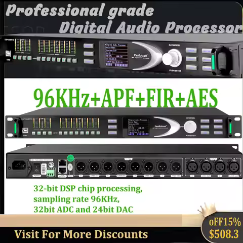 Paulkitson DSP0408RTS Professional Stage Digital Audio Processor 96KHz 32Bit DSP 16Band EQ With AES 