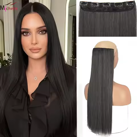 100% Human Hair Clip in Extensions One-piece 5 Clips Straight Clip on Hairpiece 100G One-piece 3/4 F