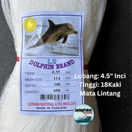 035MM X 114MM (4.5" Inci) X 100MD X 600ML Pukat Jairng Ikan / Mata Lintang / Isi Kosong / Warna Puti
