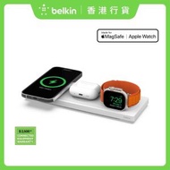 Belkin - BoostCharge Pro MagSafe 3 合 1 無線充電板 15W (WIZ016myWH 白色)［Apple MFi認證，信心保證］