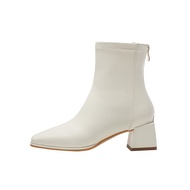 ⭐จัดส่งฟรี⭐รองเท้าบูทสั้น ankle Boots เนื้อผ้ายืดได้ ส้นสูง เดินสบายมาก Classic leather ankle boots