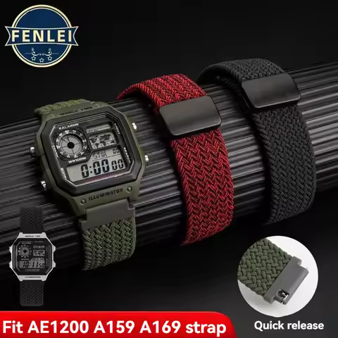 Quick Release Nylon Watch Strap for Casio AE1200/1300 WS-1400H/1300/1500 A158 A159 A169 Waterproof B