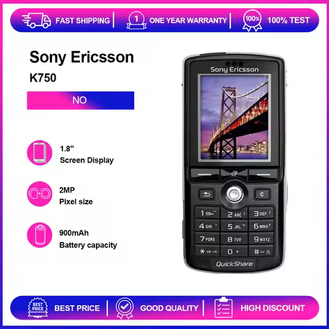 Refurbished Unlocked Sony Ericsson K750 K750C 2MP Bluetooth Loudspeaker Phone Russian Arabic Hebrew 
