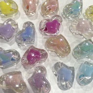 Manik Akrilik Warna Gula-gula Bersalut Jantung Manik Aksesori Barang Kemas DIY Lubang Lurus Manik Wa