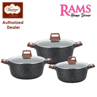 Vantage Premium Cookware Non-Stick 3 in 1 Casserole Pot with IH Set Woody Series / 20cm & 24cm & 28c