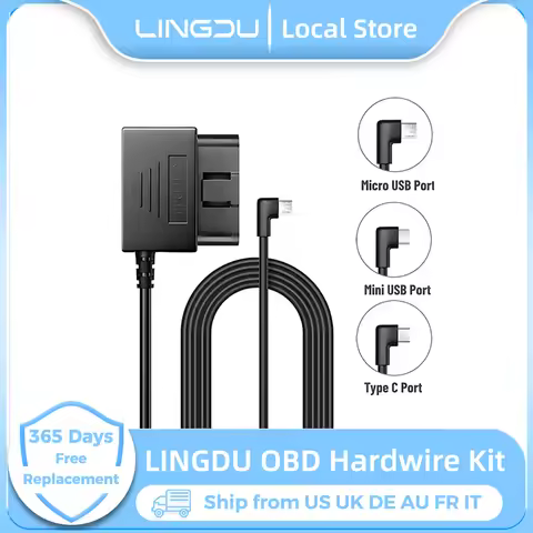 LINGDU OBD Hardwire Kit Type C Port/Micro USB Port/Mini USB for LINGDU D500 LD06 Car Dash Cam Cable 