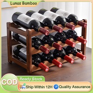 Lunas Bamboo Red Wine Rack Organizer Wood 6/9/16 Bottles Small Desktop Light Luxury Red Wine Rack