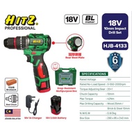 HITZ 18V Cordless Impact Drill Set l Drill Cordless Drill Hammer Drill Batteri l Mesin Drill Gerudi 