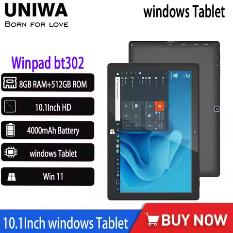 UNIWA Winpad Bt302 Windows Tablet 10.1“ Windows Tablet HD 8GB+512GB Bluetooth Dual-camera HDMI Inter