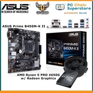 (Bundle) AMD Ryzen 5 PRO 4650G Processor Tray w/ Cooler + ASUS Prime B450M-K II mATX AM4 motherboard