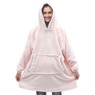 Oversized Hoodie Blanket With Sleeves Sweatshirt Winter Warm Fleece Hooded Pink Grey Warm Flannel Ho