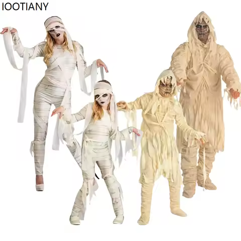Kids Adult Ancient Egyptian Mummy Cosplay Costumes Funny Death Parent-child Dress Up Halloween Carni