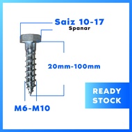 M6 M8 M10 Lag Screw Coach Screw Log Screw Skru Kayu