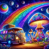 ijbnhd Mushroom Bus Diamond Painting Kits for Adults - Bus Diamond Art Kits for Adults,5D Diamond Pa
