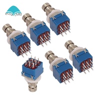 True Bypass Guitar Effect Pedal Switch 6PCS 3PDT Foot Switch PCB Button-On-on Latching 9 Pins Blue