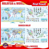 World Map World Map World Poster Map of The World (Earloop) (Melayu/Mandarin & English)