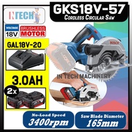 BOSCH GKS18V-57 / GKS18V57 CORDLESS CIRCULAR SAW C/W 1x GAL18V-20 CHARGER & 2x 18V 3.0AH BATTERY