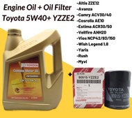 Toyota 5W40 Fully Synthetic SN/CF 5W40 Genuine Engine oil 4L + Toyota Oil Filter
