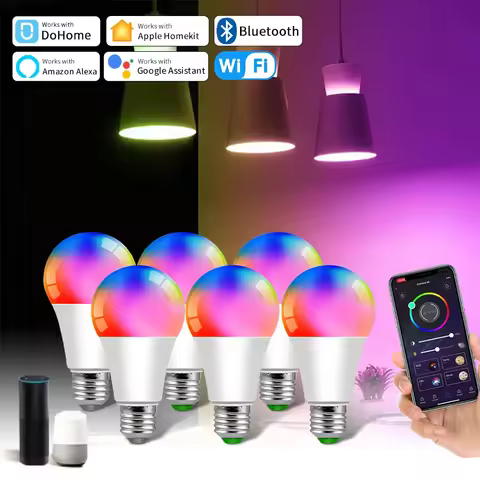 Dohome Wifi Bluetooth Smart Bulb Alexa Led Lamp E27 RGB Smart Light Bulbs Homekit Smart Lamps For Go