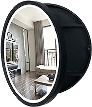 Round Bathroom Mirror Cabinet, Storage Cabinet with LED Mirror Kitchen Medicine Cabinet Bathroom Cabinet Wall Mounted Over The Toilet Space Saver, 3 Level,Black_?50cm (Black ?60cm)