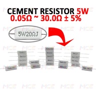 5W Cement Resistor 0.05Ω - 30Ω  5% Tolerance High Power Rating Hi Temperature Resistance