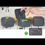 Lunch Box Segi Hitam Kecil Tutup + Garpu Salad Box Plastik Kuat Murah Tebal Tahan Panas Food Grade P