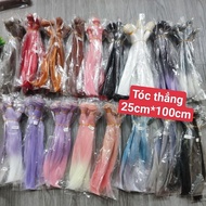 Woven wig size 25cm * 100cm straight and smooth to make hair for doll12in