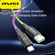 Awei CL-127T 6A 66W USB A to Type C For Mobile iPhone Huawei Xiaomi Cable Super Quick Charging Phone Fully compatible Cables Data Cable USB A To C 1M