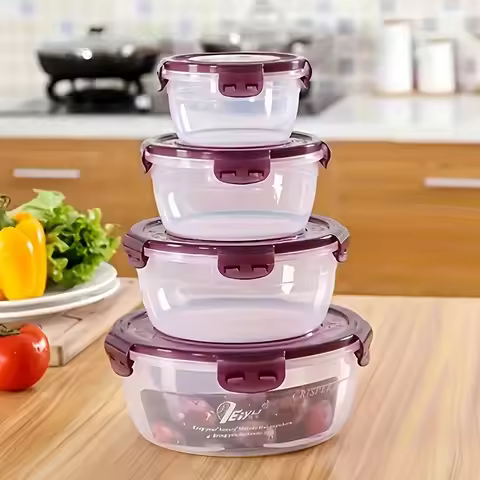 Vibrant 8-Piece Food Storage Set! Microwave-Safe Purple & Green Containers - Perfect for Meal Prep,
