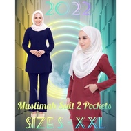 🌹Plus Size🌹 Muslimah Suit 2 pocket Set Warda Suit Baju Raya(Baju &amp; Seluar)