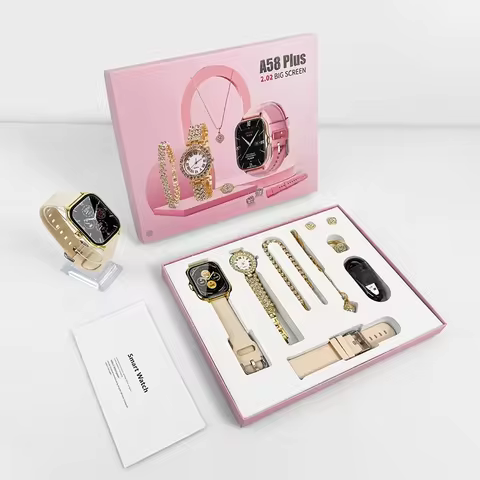 2026 Smart Watch 8 in 1 Necklace Earrings Bracelet Ring A58 Plus Reloj Montre intelligente Luxury Je