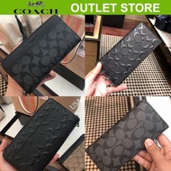 Coach Dompet Klip Panjang Pria Coach Asli Dompet Klasik Logo Zipper