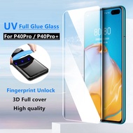 For Huawei P40 Pro P40 Pro+ Tempered Glass UV Full Glue Support Fingerprint Unlock.UV Full Glue Adhesive Tempered Glass Screen Protector For Huawei P40Pro P40Pro+