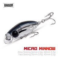 Kingdom Micro Minnow Fishing Lure 36mm 2.6g/3.9g 40mm 3.3g/5.2g Sinking ABS Lure Hard Bait Baitsfish
