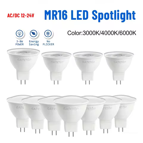 1-5-8-10-12PCS MR16 LED Bulb GU5.3 12V 24V 3W-8W 38°120° Replace 50W Halogen Spotlight Home Hotel St
