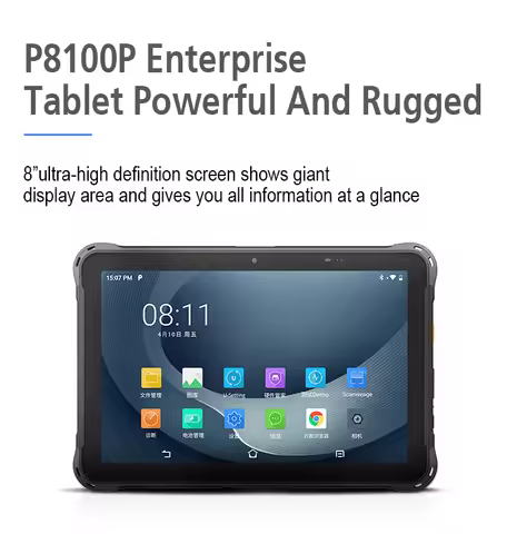 P8100 Urovo Industrial Rugged Tablet Octa Core 4G NFC IP67 8-Inch Android Tablet with 4GB RAM/64GB R